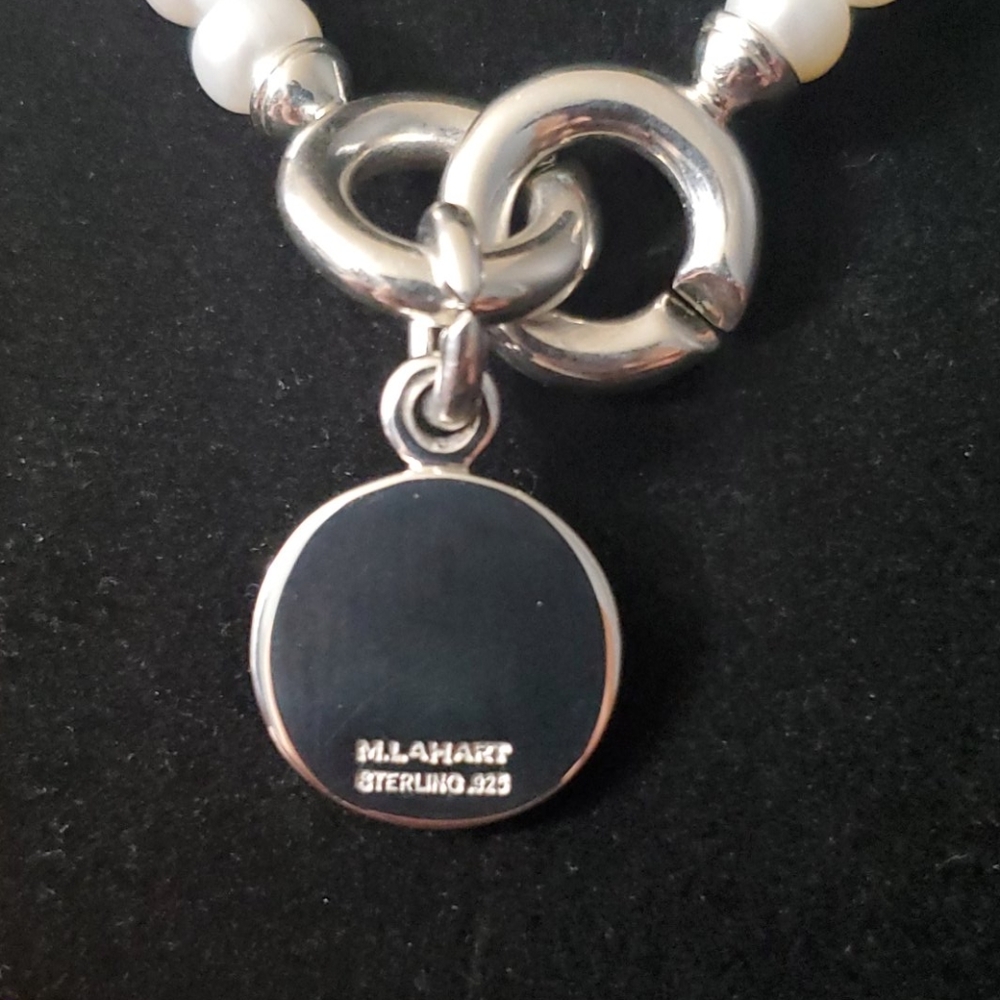 Nascar Silver Charm Pearl Necklace. - Picture 4 of 8